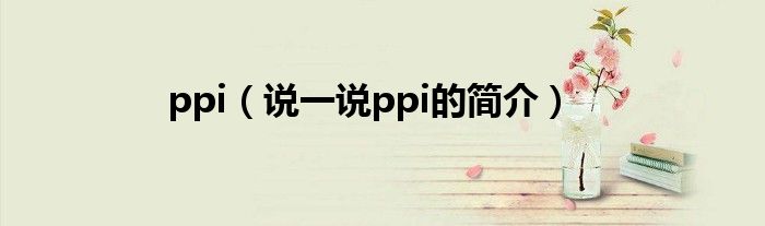ppi（說一說ppi的簡介）