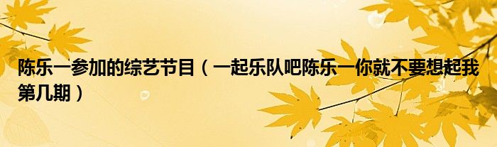 陳樂一參加的綜藝節(jié)目（一起樂隊吧陳樂一你就不要想起我第幾期）