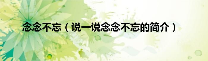 念念不忘（說一說念念不忘的簡介）