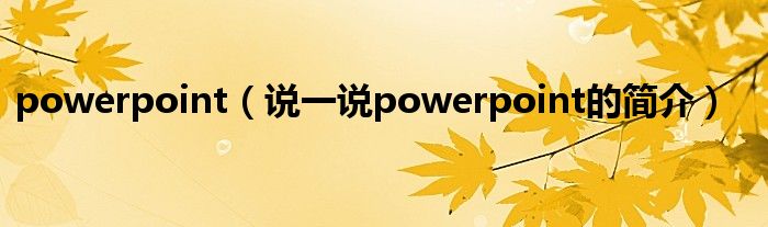 powerpoint（說一說powerpoint的簡介）