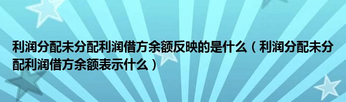 利潤分配未分配利潤借方余額反映的是什么（利潤分配未分配利潤借方余額表示什么）