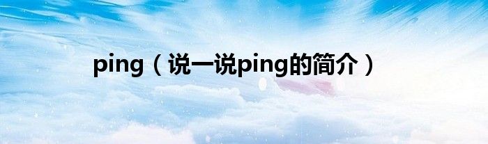 ping（說一說ping的簡介）