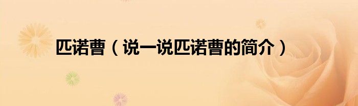 匹諾曹（說一說匹諾曹的簡介）