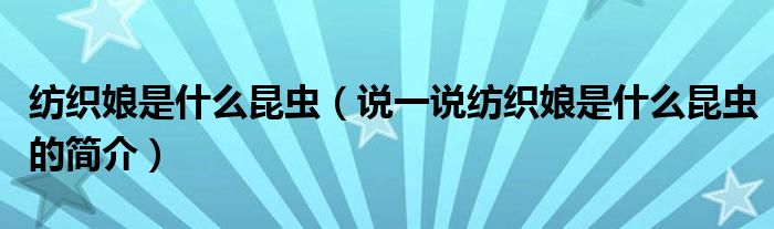 紡織娘是什么昆蟲（說一說紡織娘是什么昆蟲的簡介）