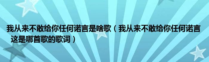 我從來(lái)不敢給你任何諾言是啥歌（我從來(lái)不敢給你任何諾言   這是哪首歌的歌詞）