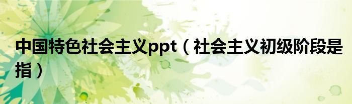 中國特色社會主義ppt（社會主義初級階段是指）