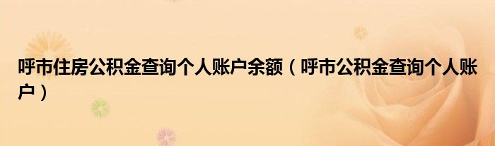 呼市住房公積金查詢個人賬戶余額（呼市公積金查詢個人賬戶）