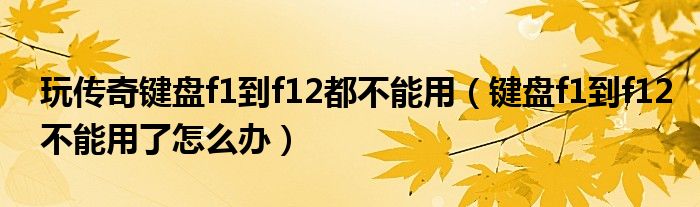 玩?zhèn)髌骀I盤f1到f12都不能用（鍵盤f1到f12不能用了怎么辦）