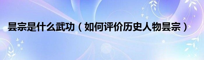 曇宗是什么武功（如何評(píng)價(jià)歷史人物曇宗）