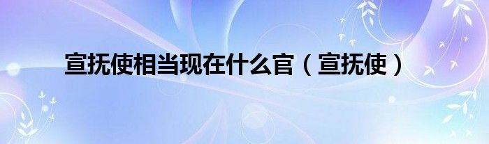 宣撫使相當(dāng)現(xiàn)在什么官（宣撫使）