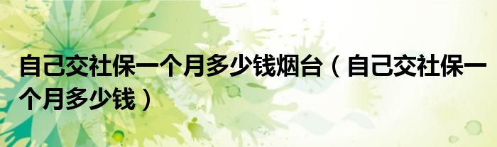 自己交社保一個(gè)月多少錢煙臺(tái)（自己交社保一個(gè)月多少錢）