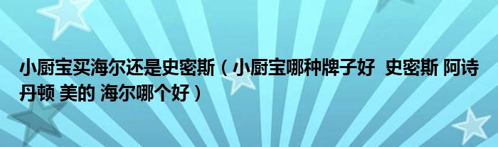小廚寶買海爾還是史密斯（小廚寶哪種牌子好  史密斯 阿詩丹頓 美的 海爾哪個好）