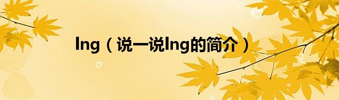 lng（說一說lng的簡介）