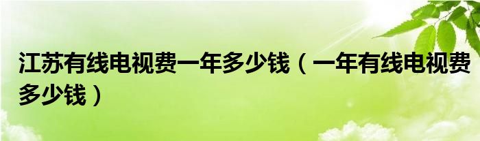 江蘇有線電視費一年多少錢（一年有線電視費多少錢）