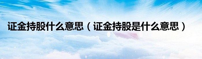 證金持股什么意思（證金持股是什么意思）