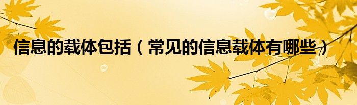 信息的載體包括（常見的信息載體有哪些）