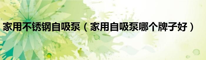家用不銹鋼自吸泵（家用自吸泵哪個(gè)牌子好）