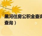黑河住房公積金查詢個人賬戶查詢（呼和浩特市住房公積金查詢）