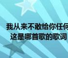 我從來不敢給你任何諾言是啥歌（我從來不敢給你任何諾言   這是哪首歌的歌詞）