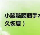 小腦腦膜瘤手術(shù)后多久恢復(fù)（腦膜瘤手術(shù)后多久恢復(fù)）