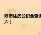 呼市住房公積金查詢個人賬戶余額（呼市公積金查詢個人賬戶）