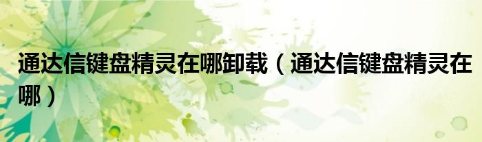 通達(dá)信鍵盤精靈在哪卸載（通達(dá)信鍵盤精靈在哪）