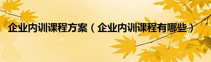 企業(yè)內(nèi)訓(xùn)課程方案（企業(yè)內(nèi)訓(xùn)課程有哪些）
