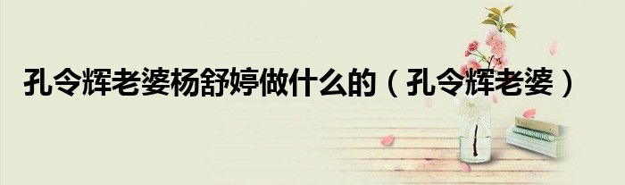 孔令輝老婆楊舒婷做什么的（孔令輝老婆）