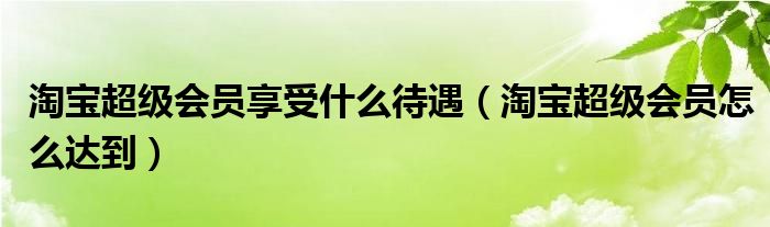 淘寶超級(jí)會(huì)員享受什么待遇（淘寶超級(jí)會(huì)員怎么達(dá)到）