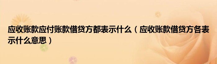 應收賬款應付賬款借貸方都表示什么（應收賬款借貸方各表示什么意思）