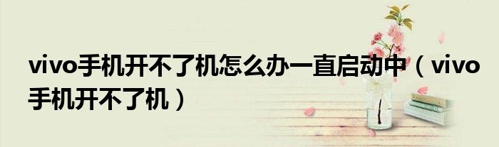 vivo手機開不了機怎么辦一直啟動中（vivo手機開不了機）