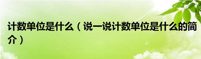 計數(shù)單位是什么（說一說計數(shù)單位是什么的簡介）