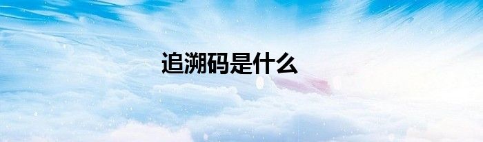追溯碼是什么