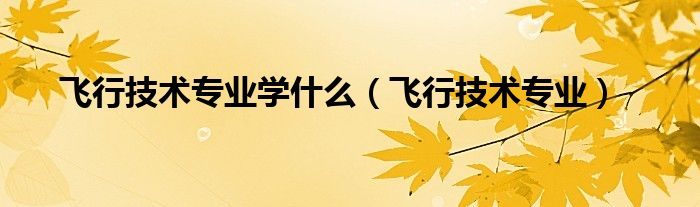 飛行技術(shù)專業(yè)學(xué)什么（飛行技術(shù)專業(yè)）