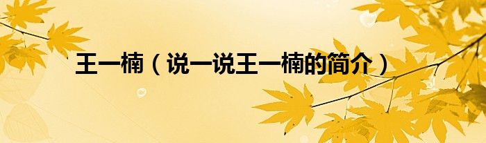 王一楠（說一說王一楠的簡介）