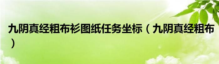 九陰真經(jīng)粗布衫圖紙任務(wù)坐標(biāo)（九陰真經(jīng)粗布）