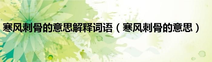 寒風(fēng)刺骨的意思解釋詞語（寒風(fēng)刺骨的意思）