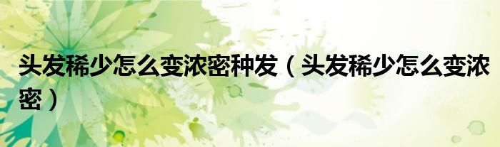 頭發(fā)稀少怎么變濃密種發(fā)（頭發(fā)稀少怎么變濃密）