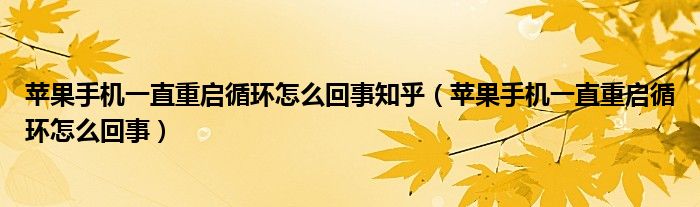 蘋果手機一直重啟循環(huán)怎么回事知乎（蘋果手機一直重啟循環(huán)怎么回事）