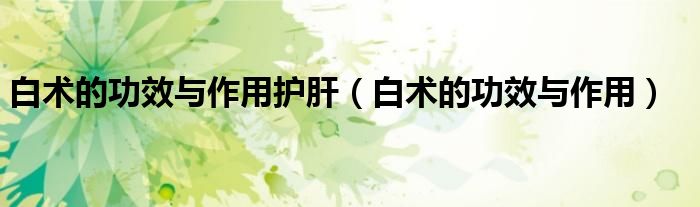 白術的功效與作用護肝（白術的功效與作用）