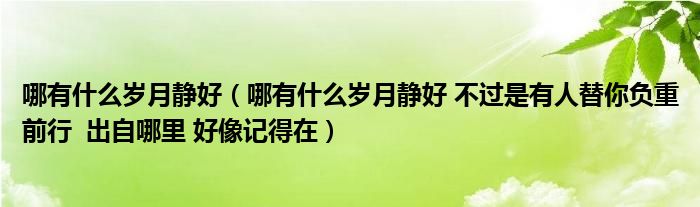 哪有什么歲月靜好（哪有什么歲月靜好 不過(guò)是有人替你負(fù)重前行  出自哪里 好像記得在）