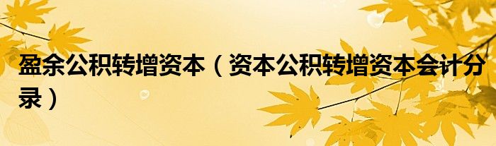 盈余公積轉(zhuǎn)增資本（資本公積轉(zhuǎn)增資本會(huì)計(jì)分錄）