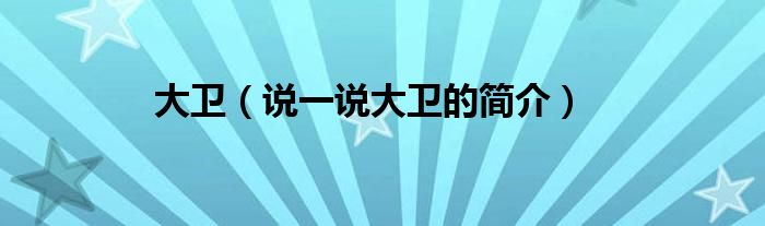 大衛(wèi)（說一說大衛(wèi)的簡介）
