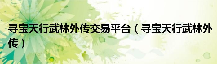 尋寶天行武林外傳交易平臺（尋寶天行武林外傳）