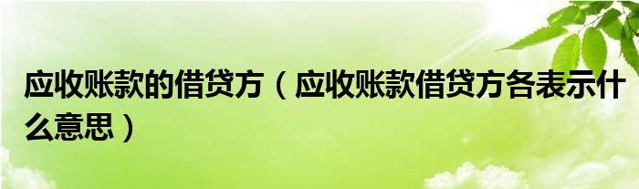 應收賬款的借貸方（應收賬款借貸方各表示什么意思）
