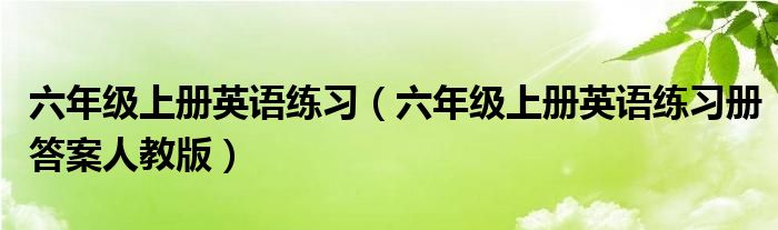 六年級(jí)上冊(cè)英語(yǔ)練習(xí)（六年級(jí)上冊(cè)英語(yǔ)練習(xí)冊(cè)答案人教版）