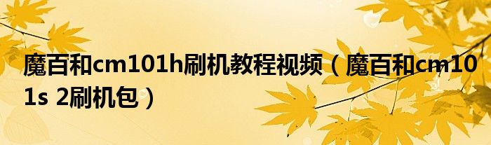 魔百和cm101h刷機(jī)教程視頻（魔百和cm101s 2刷機(jī)包）