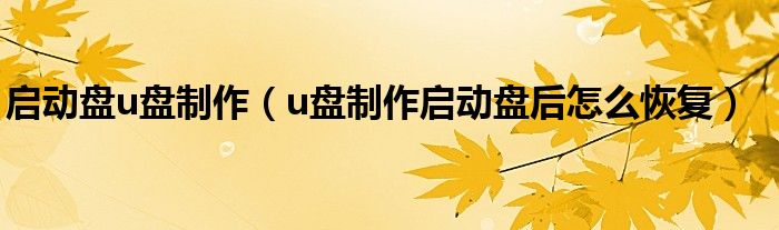 啟動(dòng)盤u盤制作（u盤制作啟動(dòng)盤后怎么恢復(fù)）