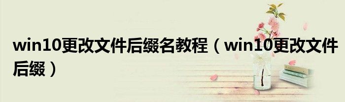 win10更改文件后綴名教程（win10更改文件后綴）