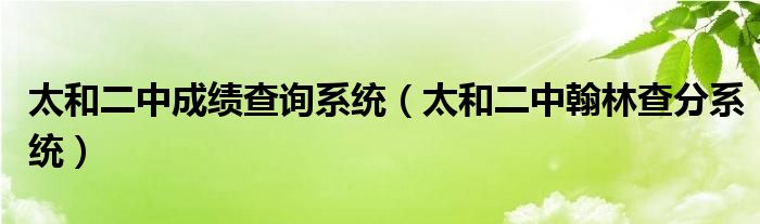 太和二中成績(jī)查詢系統(tǒng)（太和二中翰林查分系統(tǒng)）